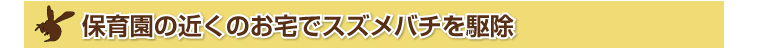 保育園の近くのお宅でスズメバチを駆除